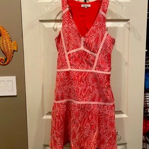 Parker coral and white mini dress